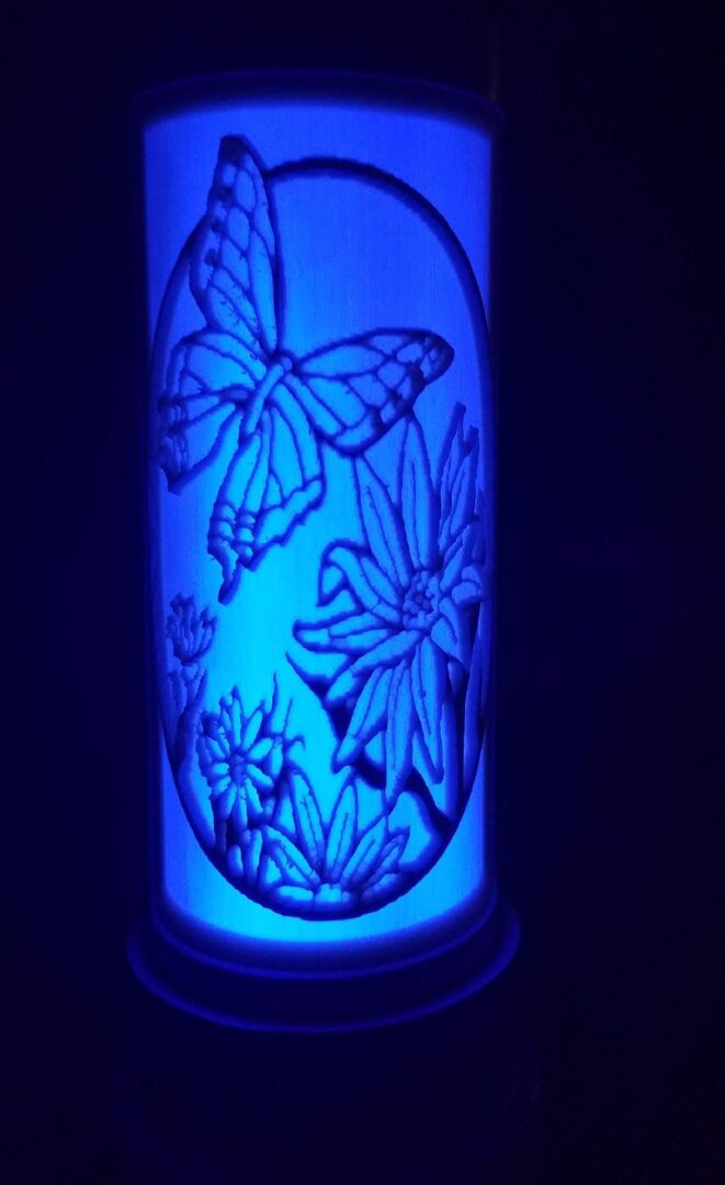 butterfly and flowers wood lithophane