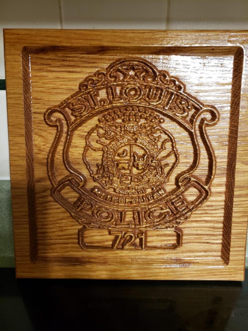 St. Louis Police seal wooden carving