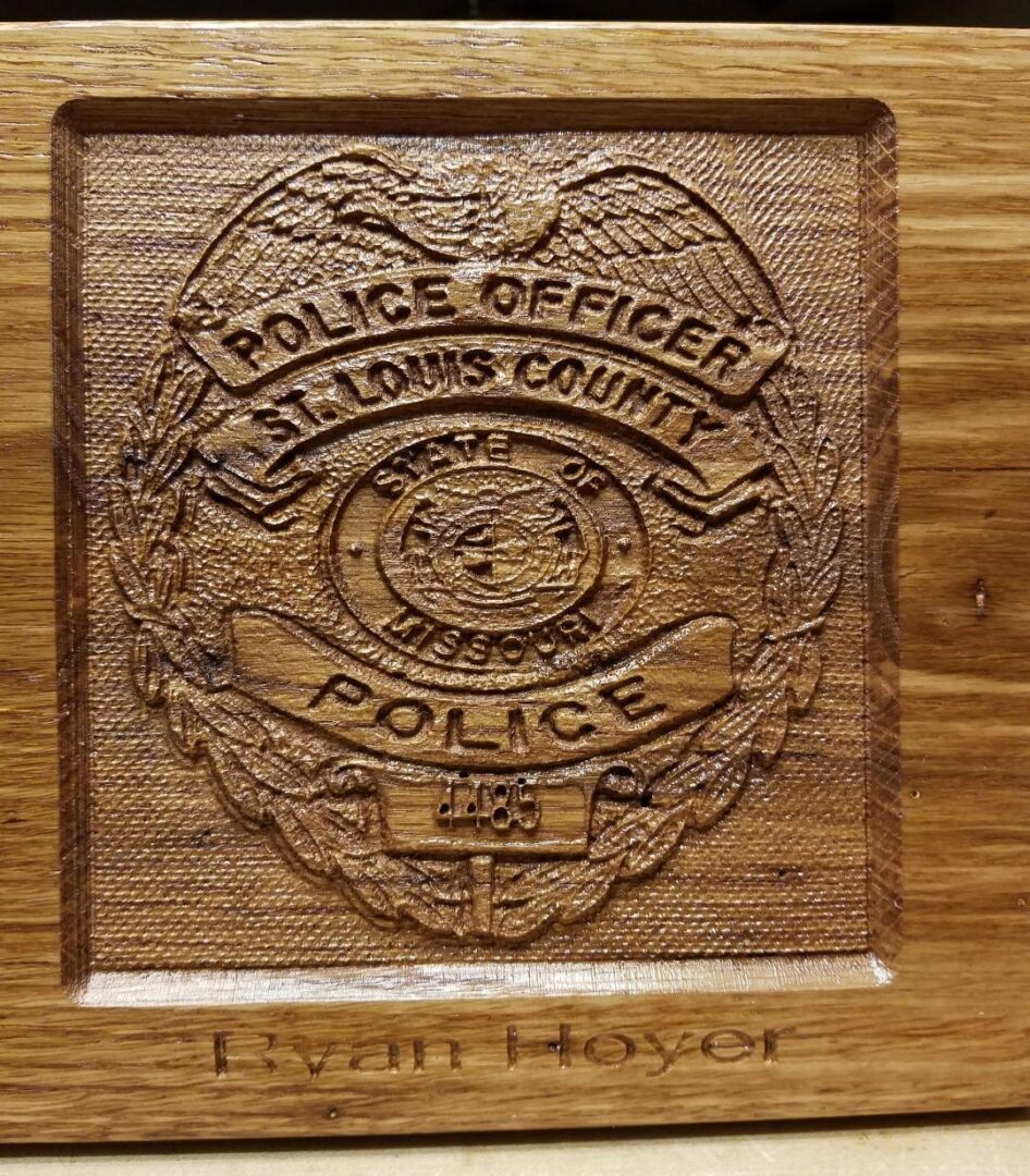 St. Louis County Police Officer Ryan Hoyer wood carving