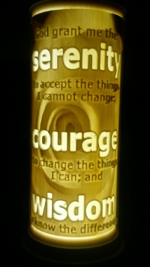 serenity, courage, and wisdom quote wood lithophane