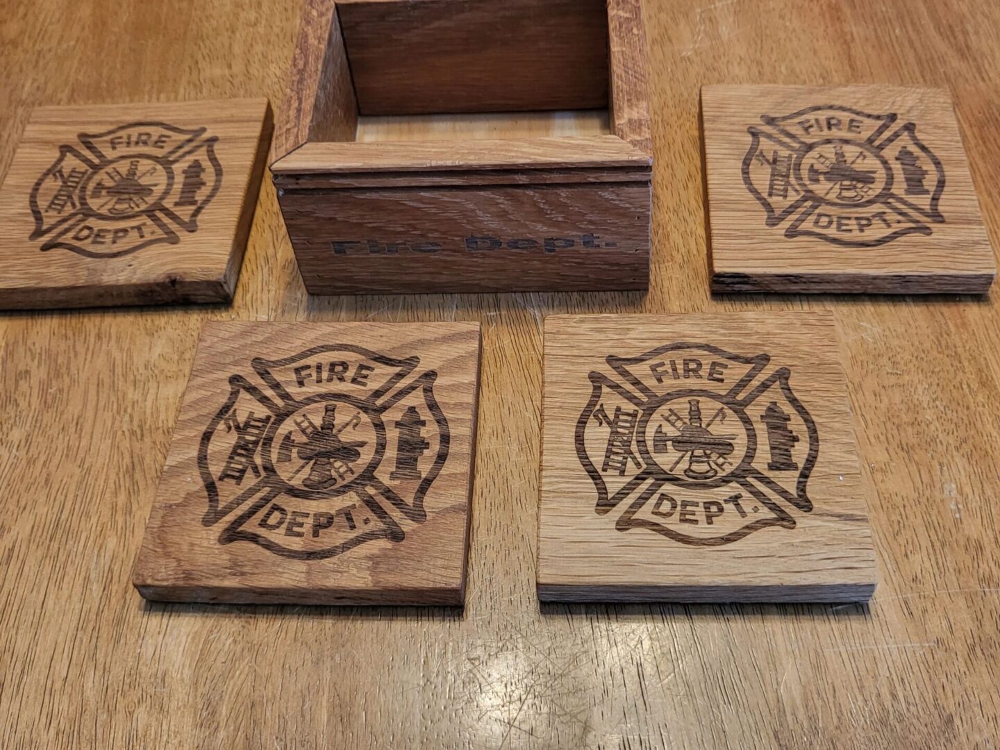 fire department wooden plates