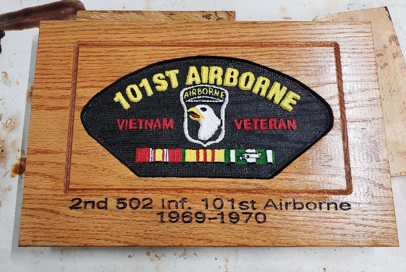 101st Airborne Vietnam Veteran carved on wood