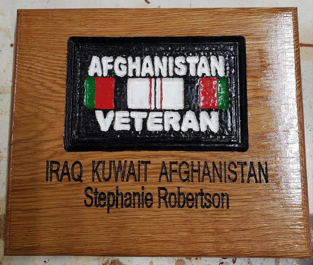 Afghanistan Veteran carved on wood