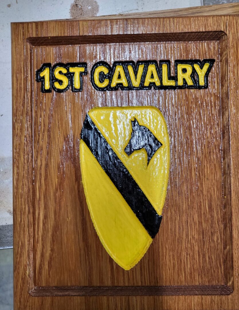 1st Cavalry carved on wood